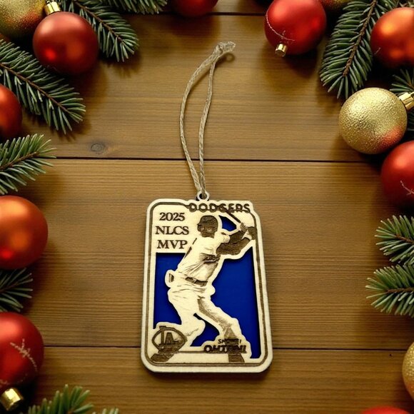 Shohei Ohtani 2025 NLCS MVP Ornament - Laser Engraved Wood Collectible - Picture 3 of 3